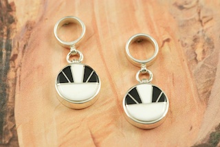 Genuine Magnesite and Black Jade inlaid in Sterling Silver Post Earrings. This Beautiful Stone is formed from the mineral Magnesite. It is mined near Elko Nevada. Created by a Member of the Navajo Tribe.

